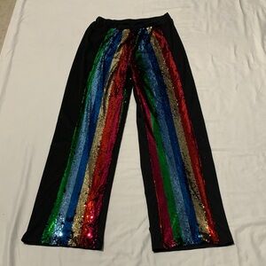 Colorful Sequin Striped Pants